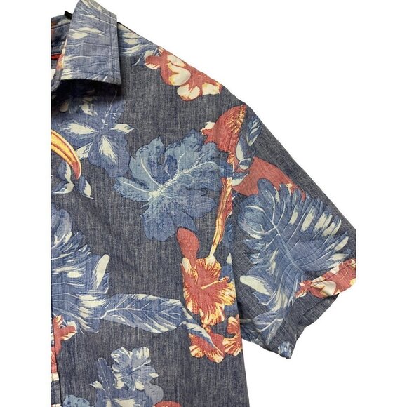 Denim & Flower Ricky Singh Reverse Print Floral Hawaiian Shirt Men's XL - Picture 2 of 10